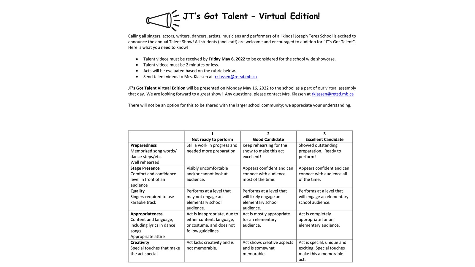 JT’S GOT TALENT – VIRTUAL EDITION!